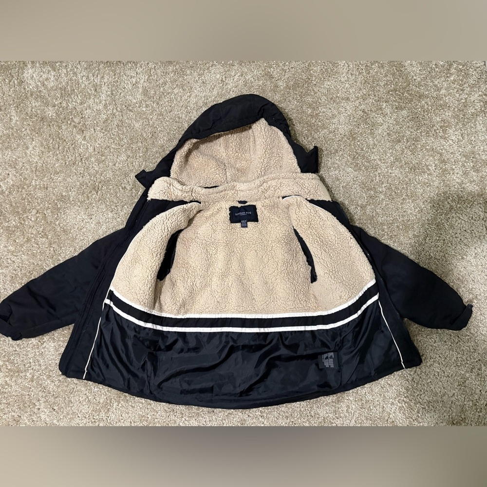 London Fog black 10-12 Fleece Lined Coat Hooded Winter Jacket